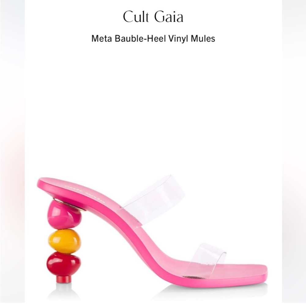 Cult Gaia Pink and Yellow Vinyl Mules